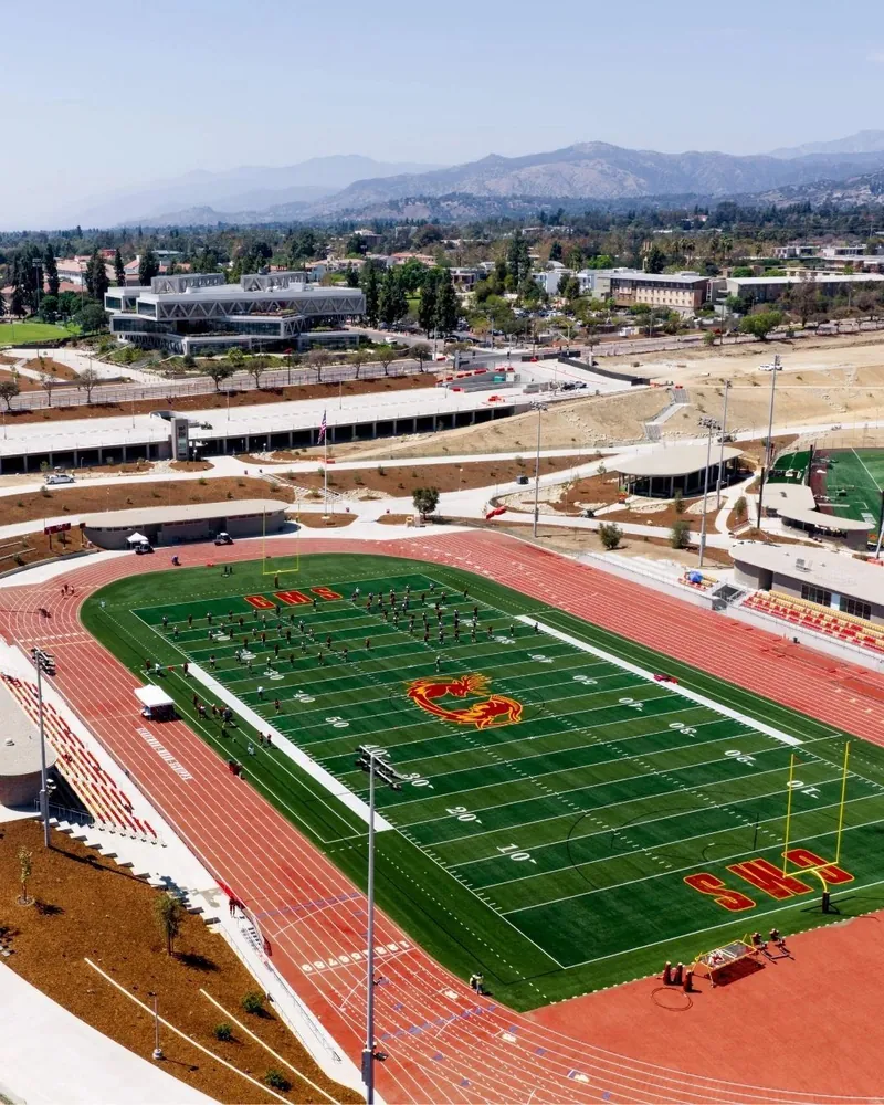 Aerial view of the new CMS SportsBowl track and field