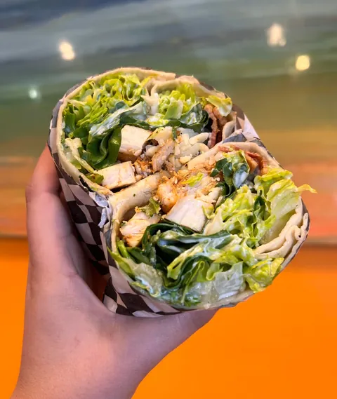 Chicken Caesar Wrap cut in half